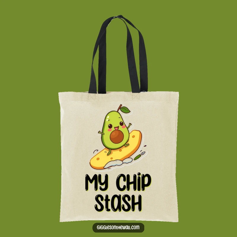 Funny Avocado Surfer Tote Bag: Cute Character Chip, Eco-Friendly Gift
