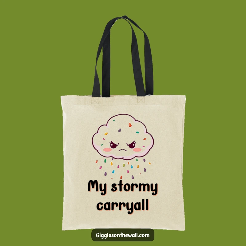 Funny Grumpy Cloud Tote Bag: Sprinkle Rain, Practical Gift