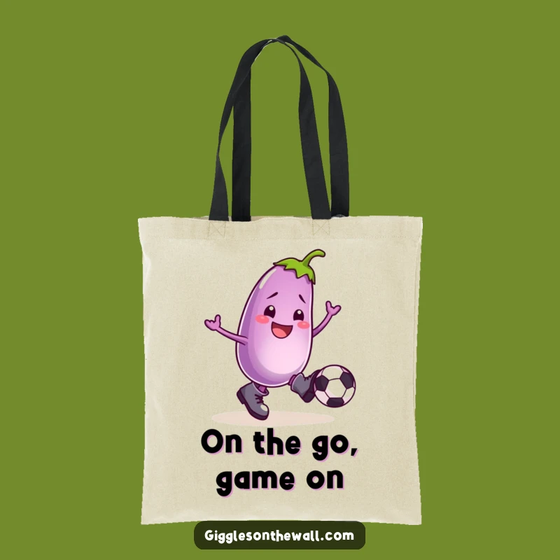 Funny Football Eggplant Tote Bag: Carry Your Laughs with This Hilarious Soccer Accessory!
