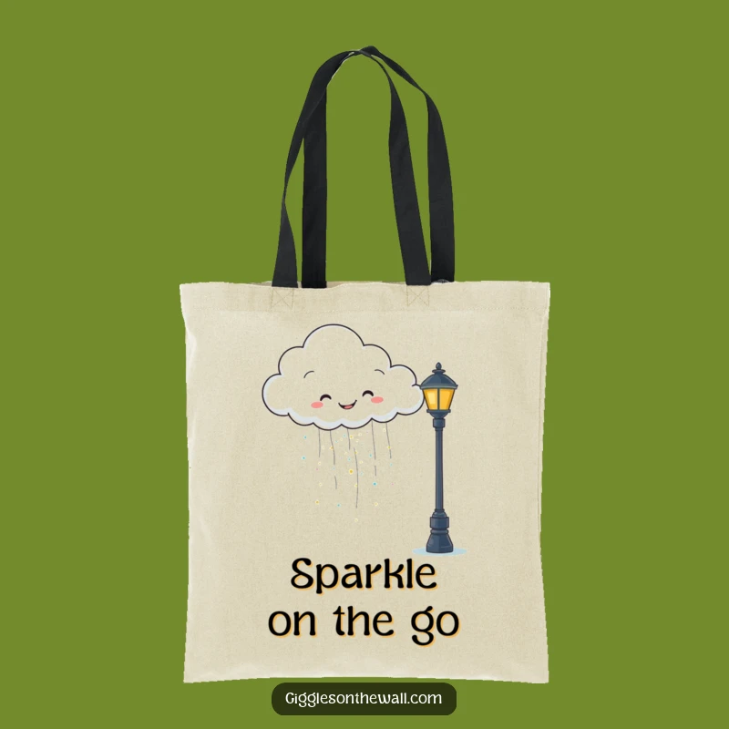 Funny Glitter Cloud Tote Bag: Happy Rain - Carry Your Sparkle!